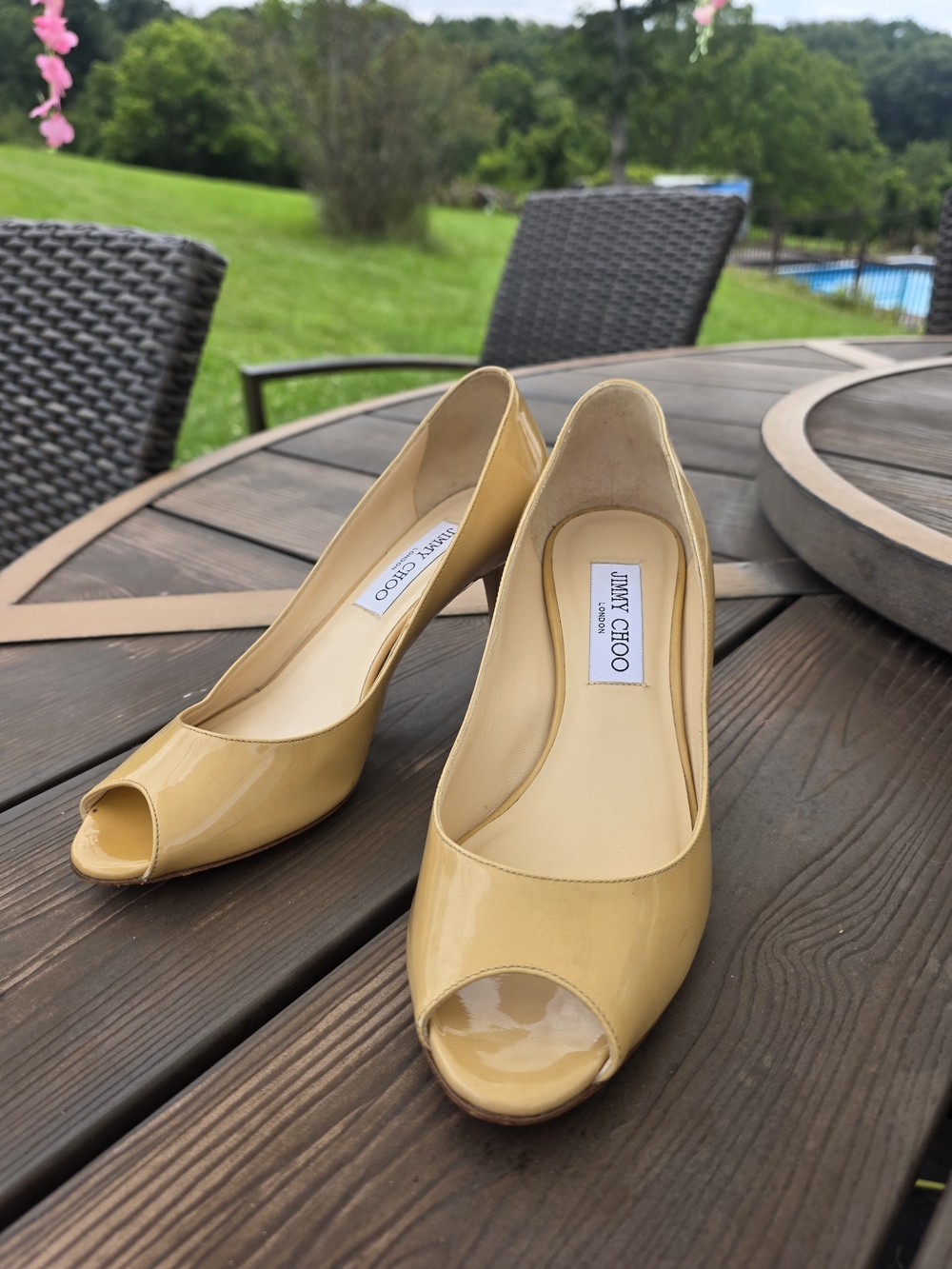 Jimmy Choo Luna Peep Toe Plateform Pump Mustard Yellow
